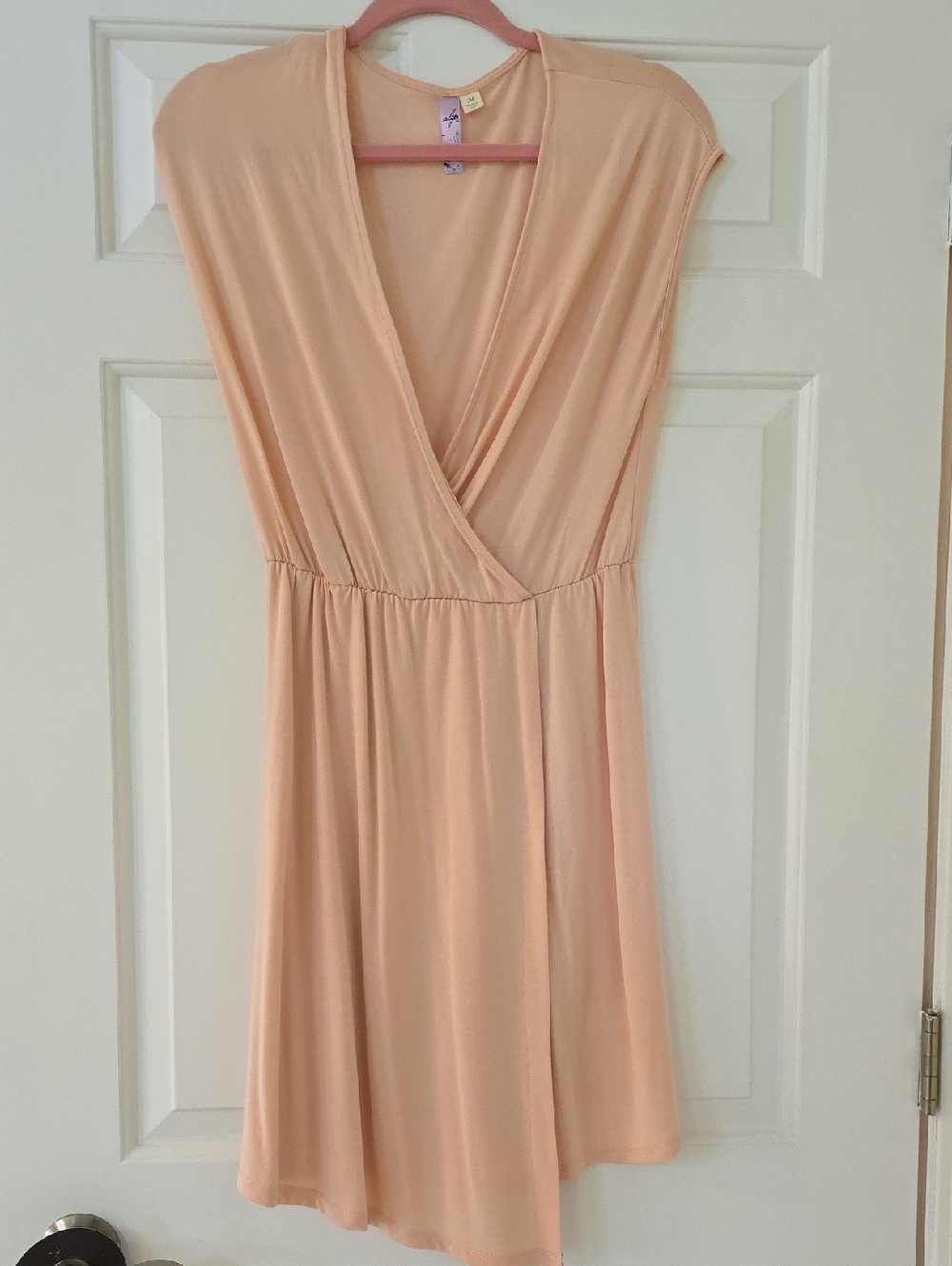 Alya Peach Surplice Midi Dress